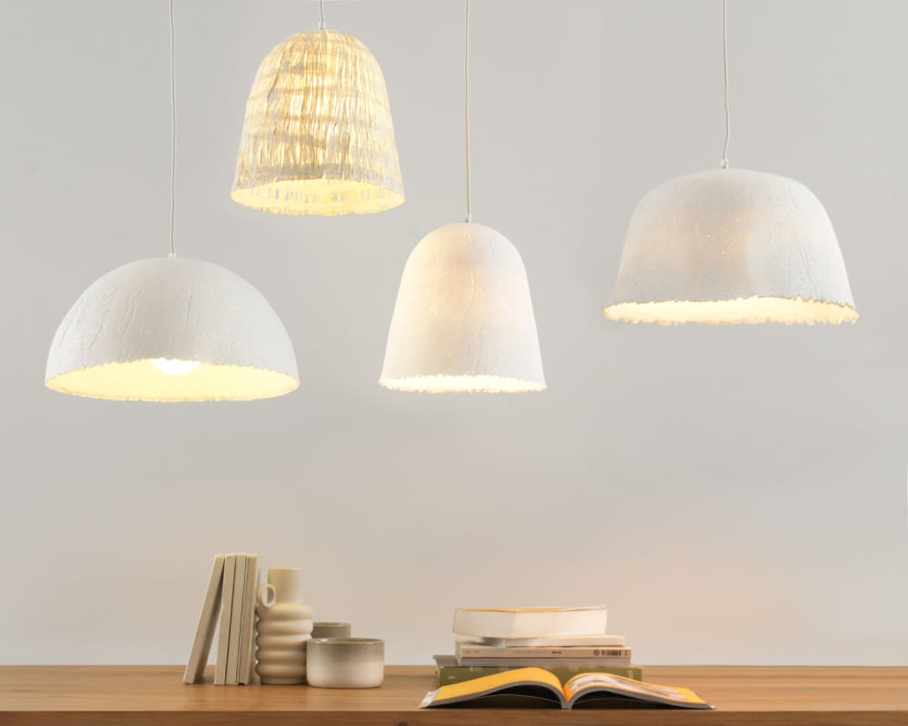 Plafonnier 40x40x20 avec abat-jour en papier mâché blanc - Maisons du Monde