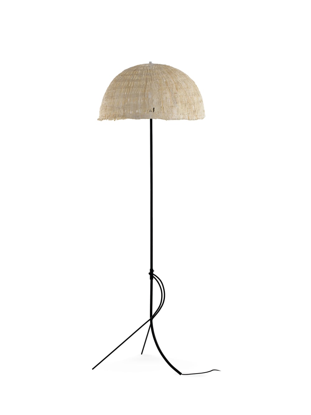 Lampadaire métal noir 50x50x143 avec abat-jour en papier mâché