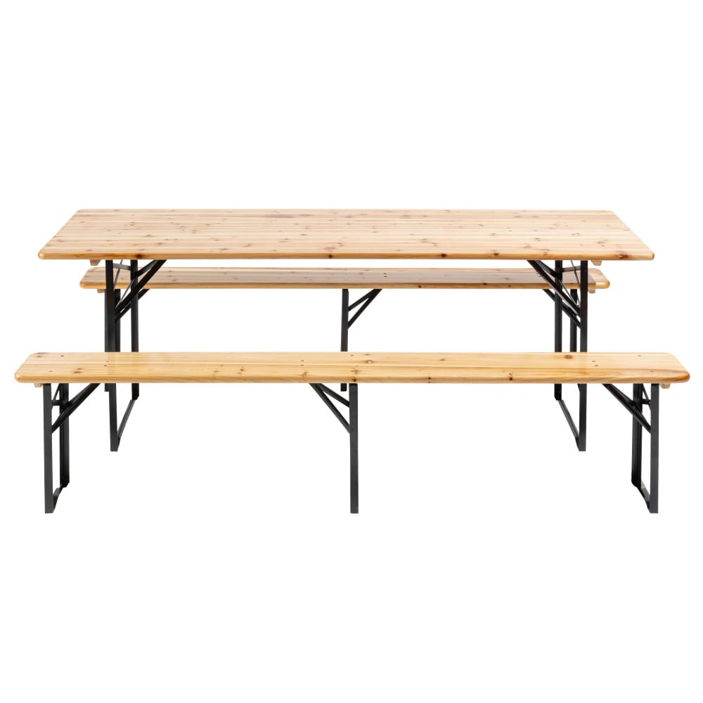 Ensemble brasserie table et bancs de jardin en bois 220 cm
