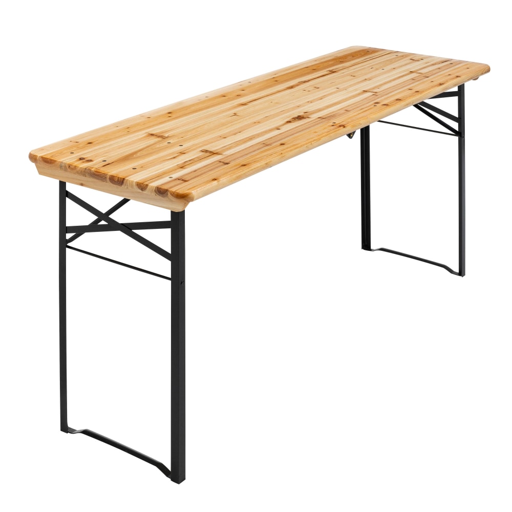 Ensemble brasserie table et 2 bancs pliants en bois 180 cm