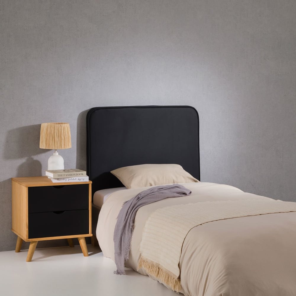 Tête de lit simili cuir noir, à fixer au mur, 90 cm