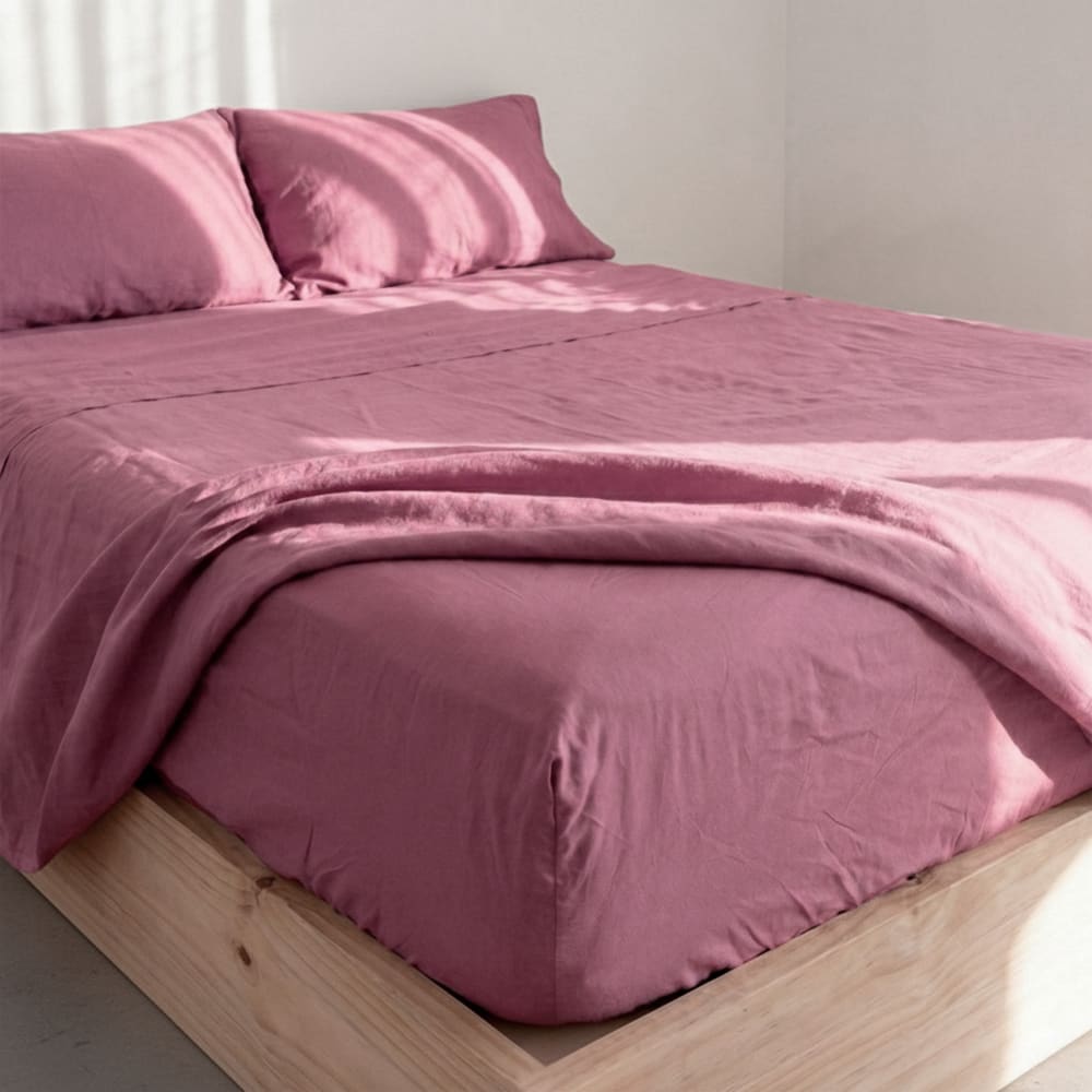 Drap-housse 100% coton magenta 200x200x32 cm - Maisons du Monde
