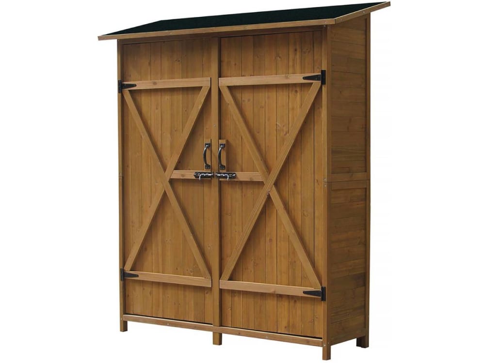 Armoire de jardin bois marron 140 x 49 x 162 cm