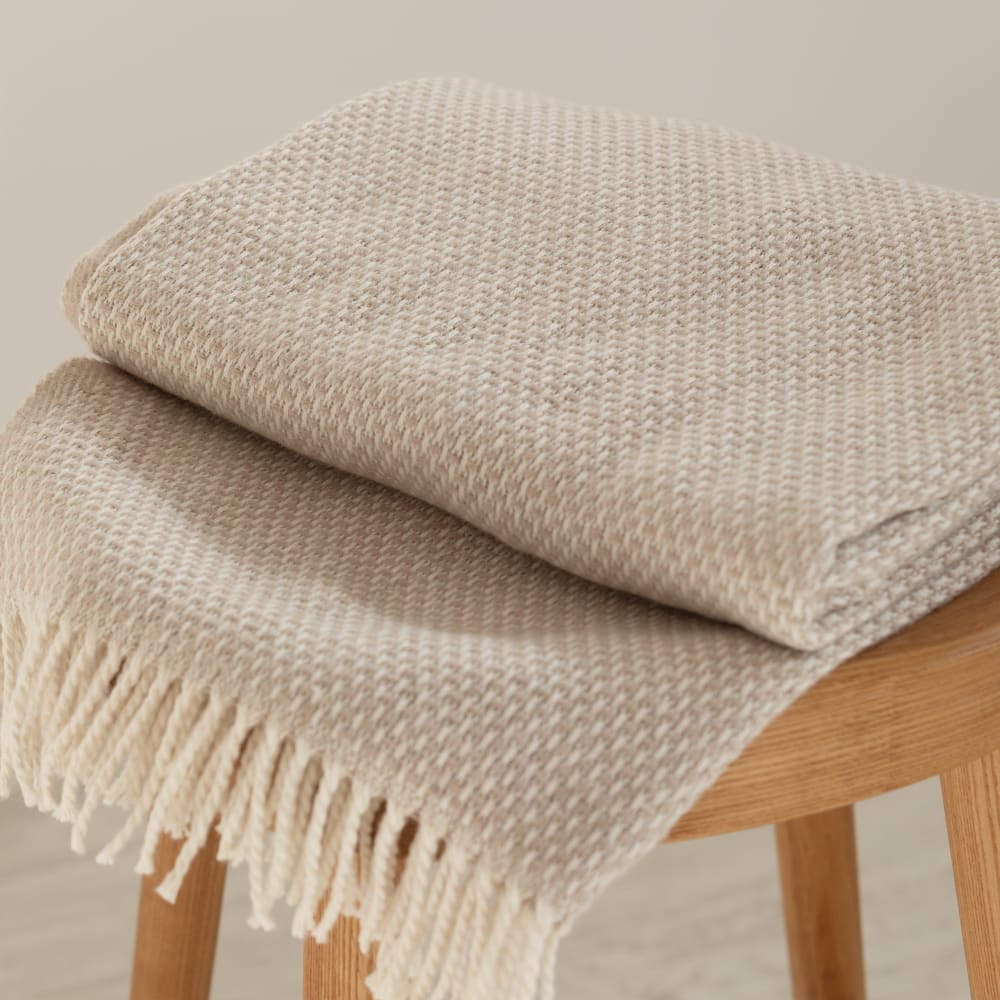 Plaid 70% Coton Beige 130x170 cm