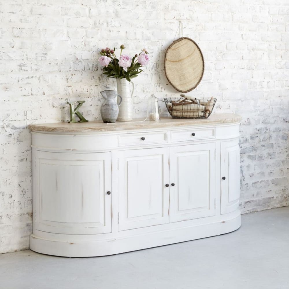 BERAH GETAH Buffet aus Mahagoniholz und Teakholz mit 4 Türen style modern Weiß