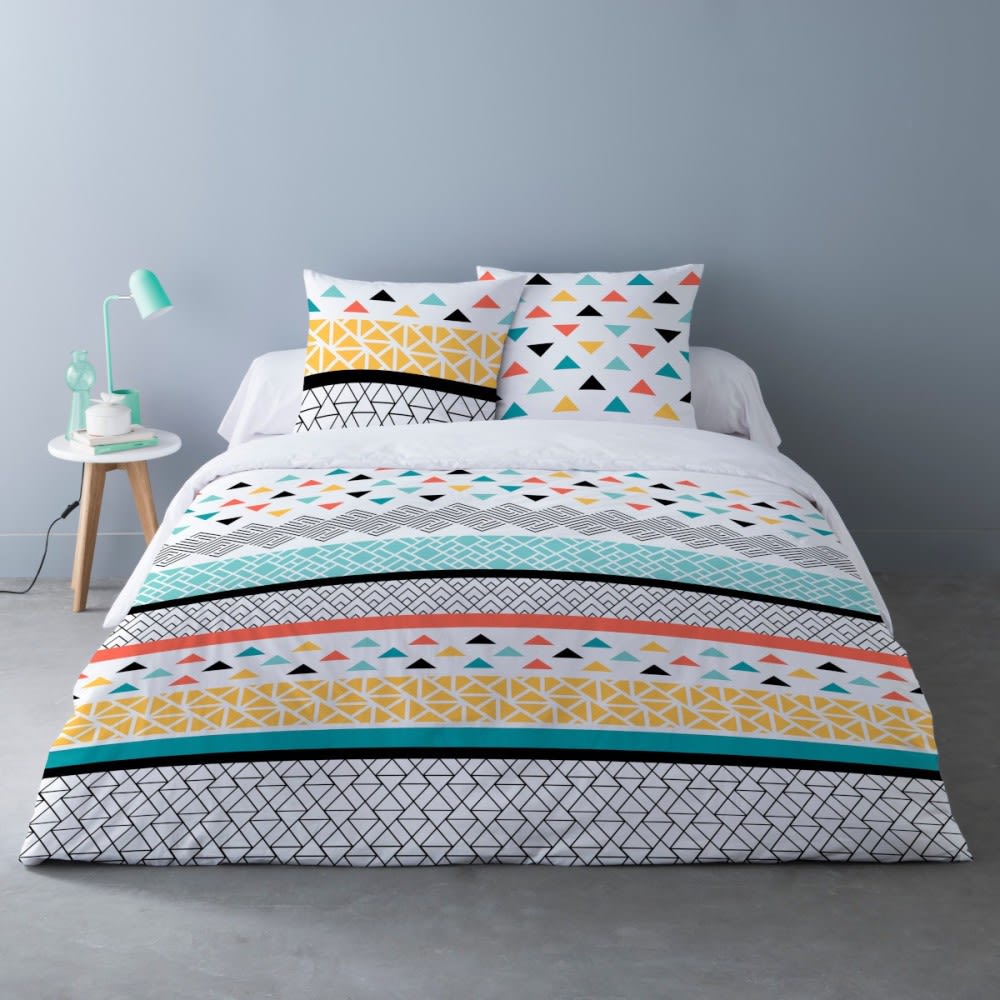 Parure de couette 100% coton 57 fils imprimée 240x220cm 2 taies