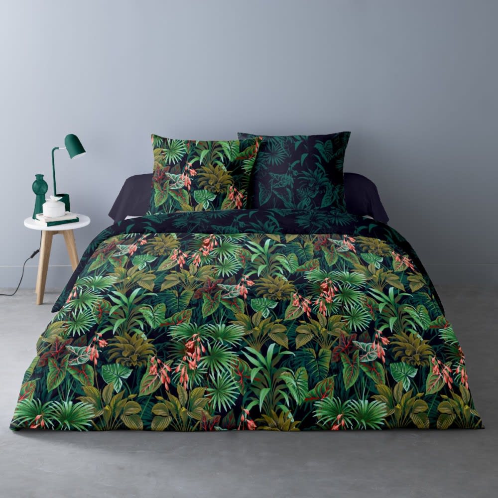 Parure de couette 100% coton 76 fils imprimée 240x220 2 taies Parure de couette 100% coton 76 fils imprimée 240x220 2 taies