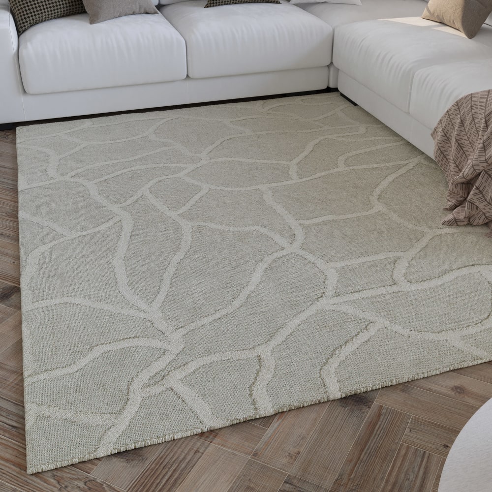 Tapis tufté main crème 140x200 — vue 3