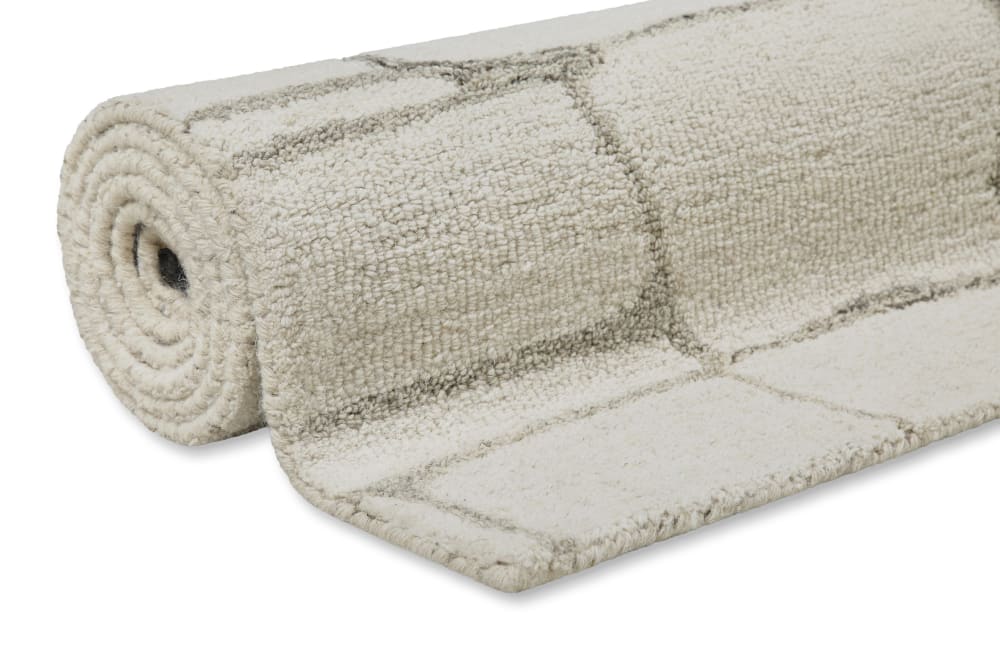 Teppich reine Wolle handgetuftet Creme 300x400 - Maisons Du Monde