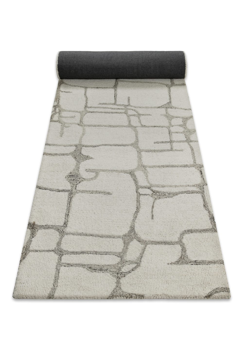 Teppich reine Wolle handgetuftet Creme 80x300 - Maisons Du Monde
