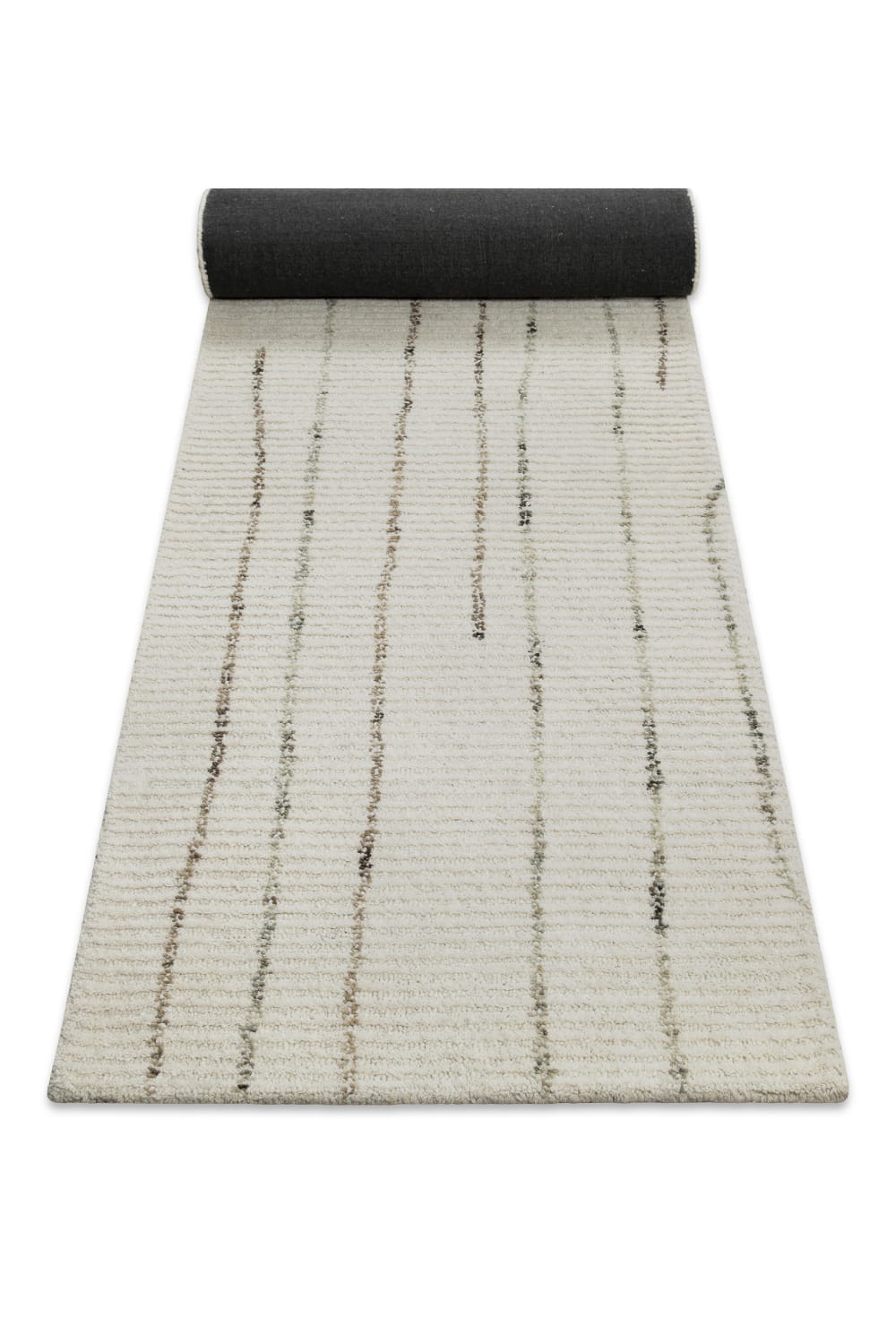 Teppich aus reiner Wolle handgetuftet 80x300 cremefarben -