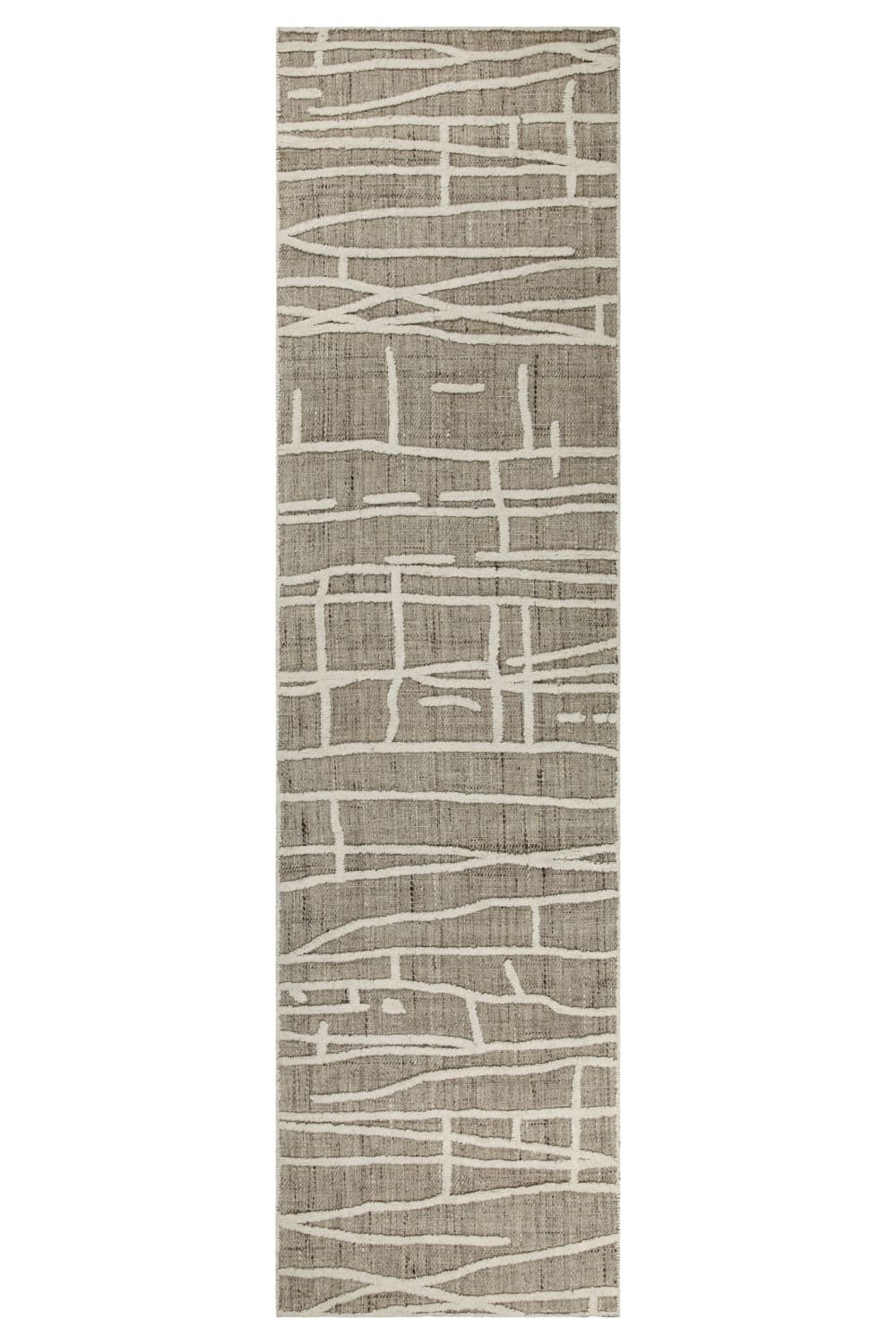 Tapis  tufté main beige à relief 80x300