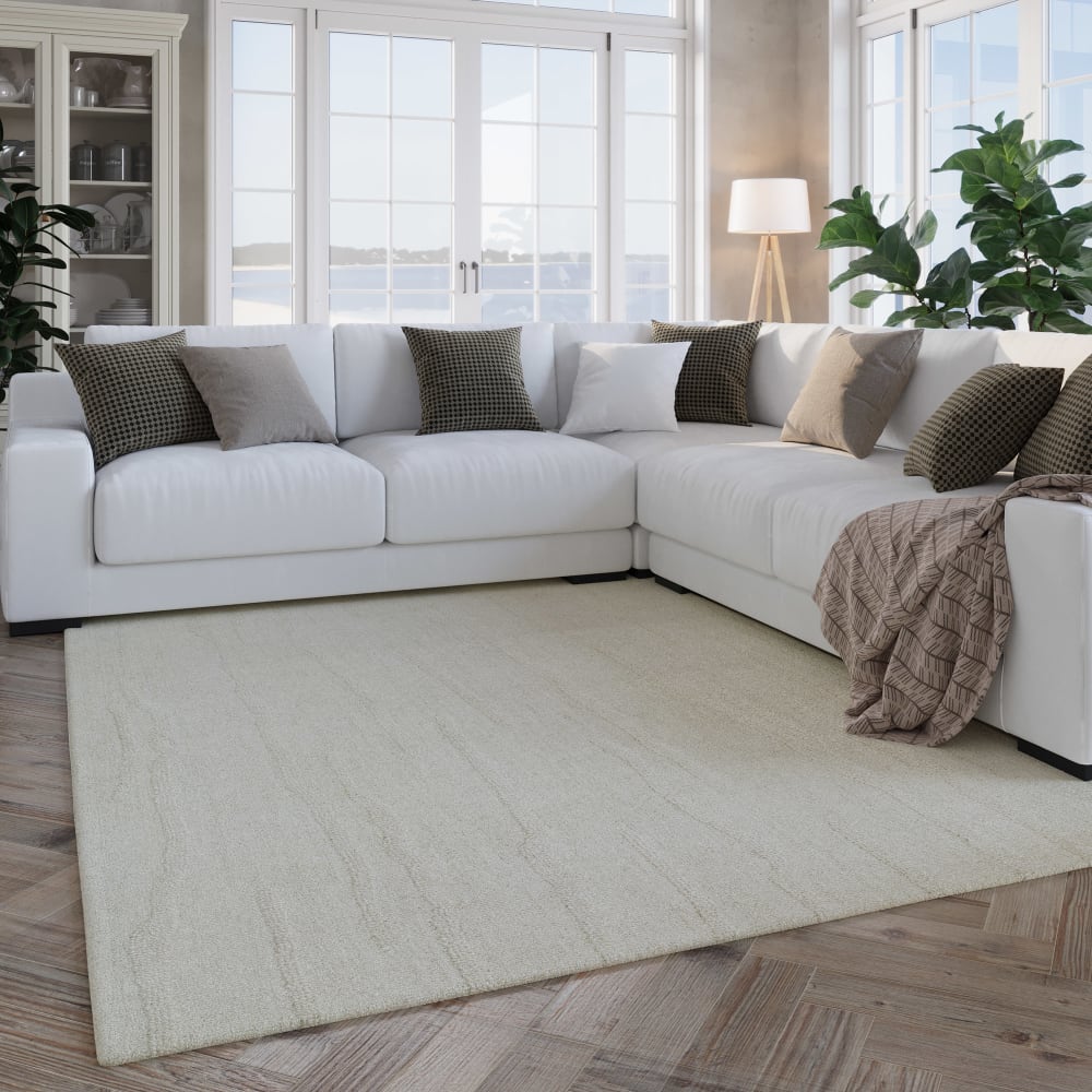 Tapis pure laine tufté main crème 110x170 — vue 3