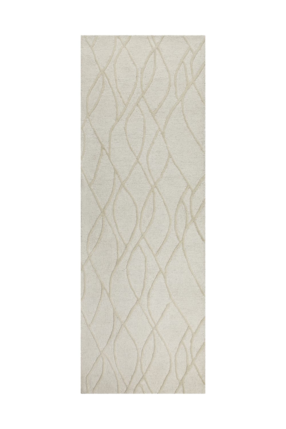 Tapis pure laine tufté main crème 80x300