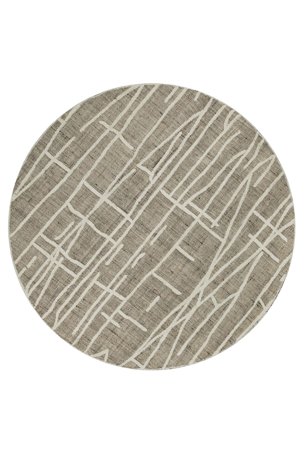Tapis rond tufté main beige à relief 200 cm