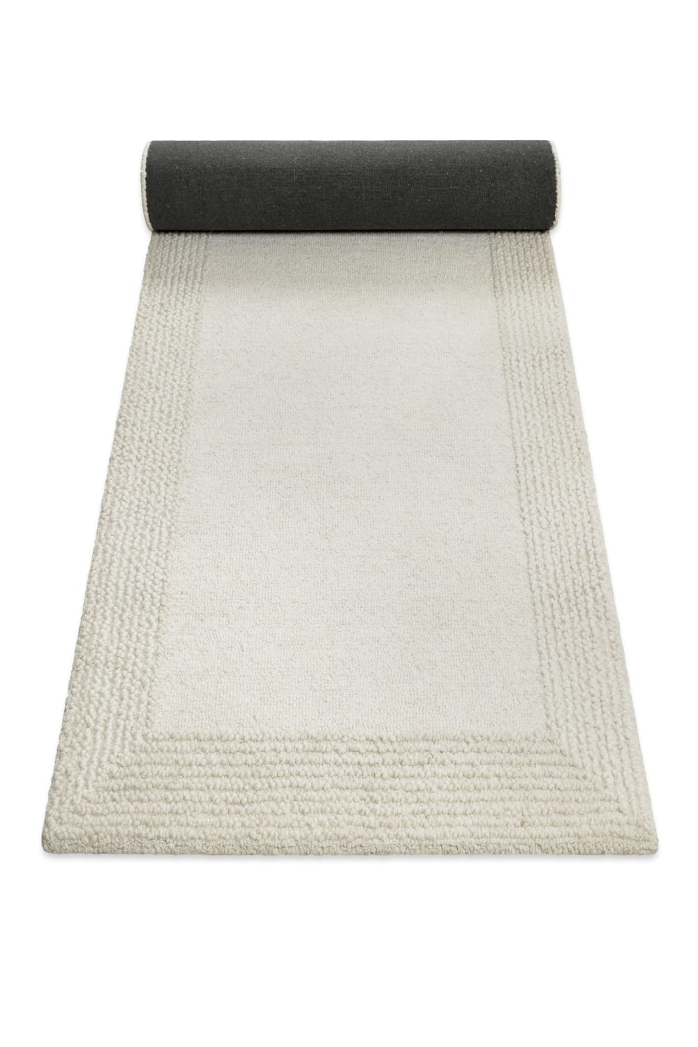 Teppich aus reiner Wolle handgetuftet 80x230 cremefarben -