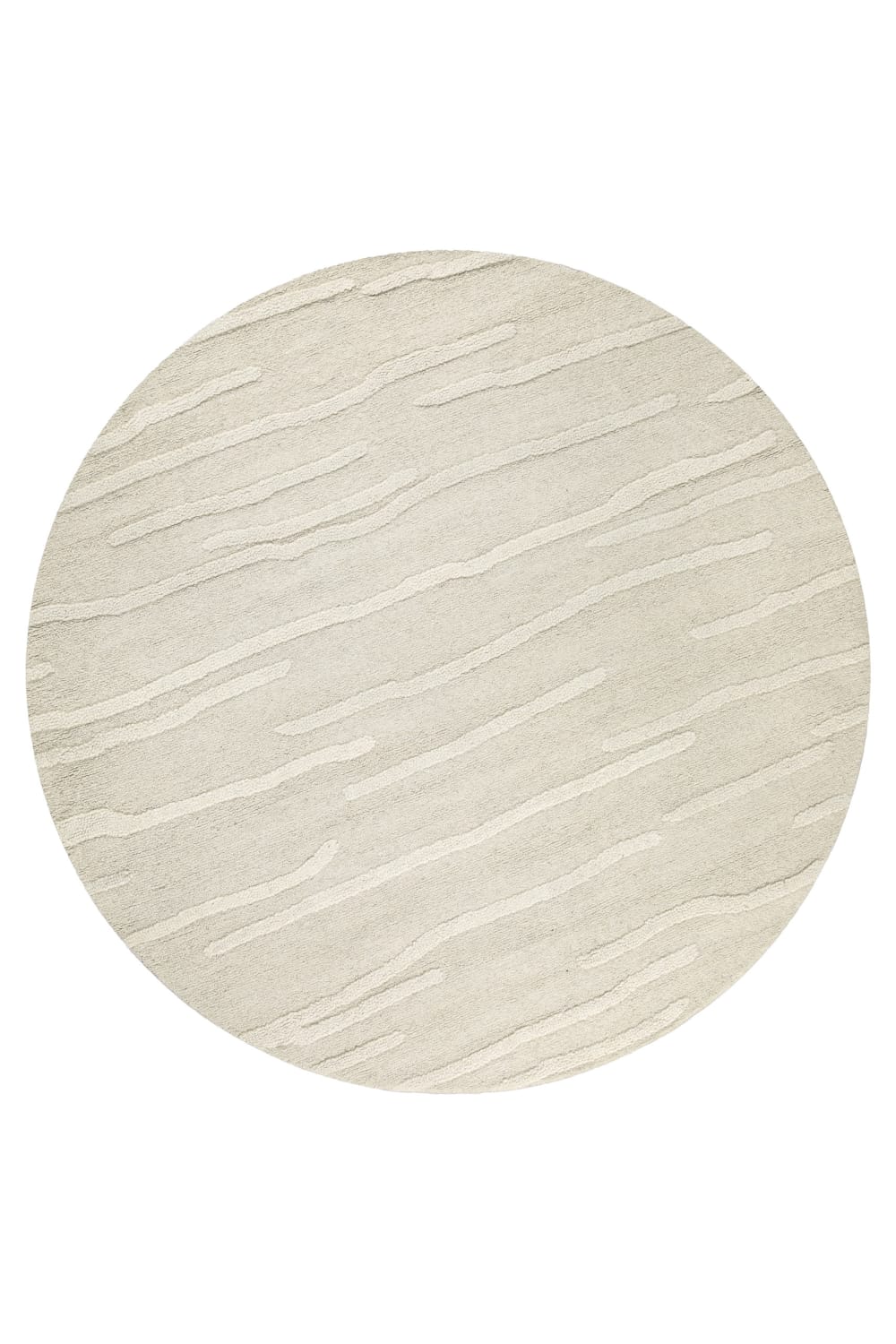 Tapis rond pure laine tufté main crème 180 cm