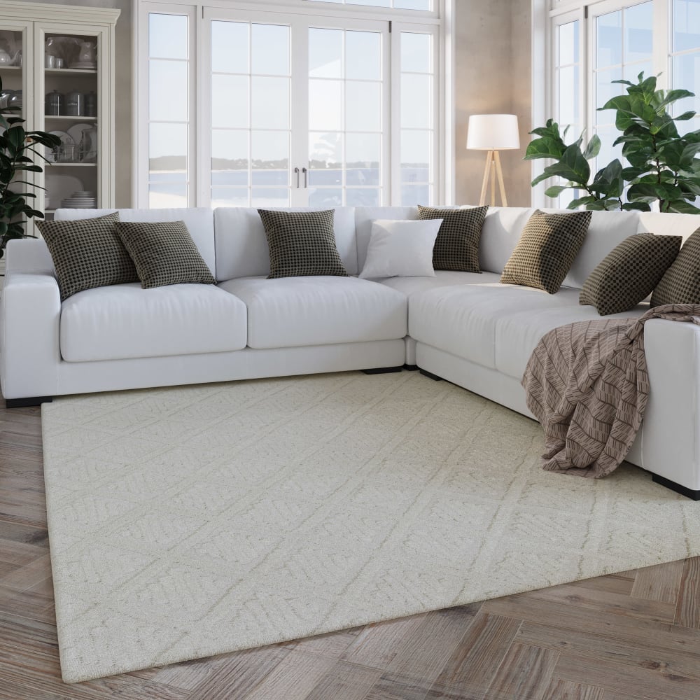 Tapis pure laine tufté main crème 40x60 — vue 3