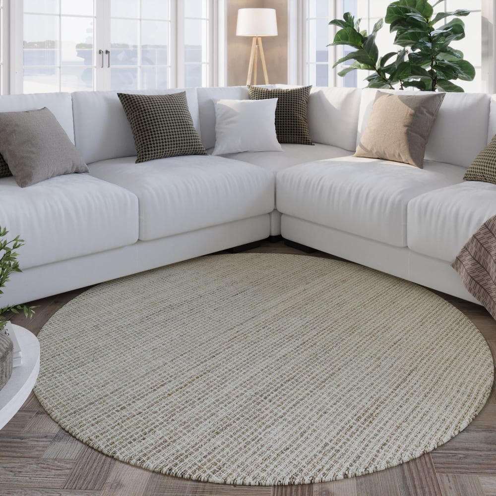 Tapis rond pure laine tufté main gris clair 200 cm - Maisons du Monde