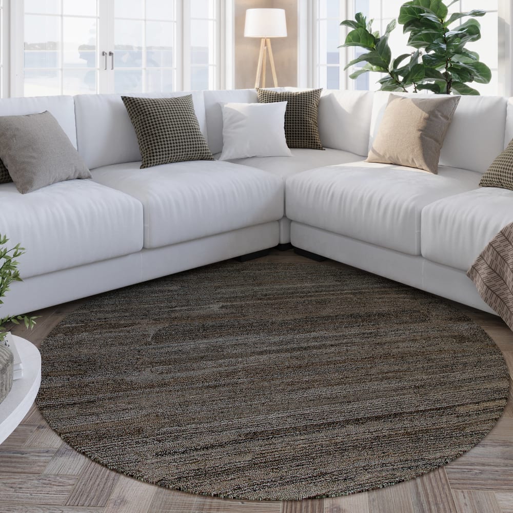 Runder Handgeftuftet Teppich taupefarben 180 - Maisons Du Monde