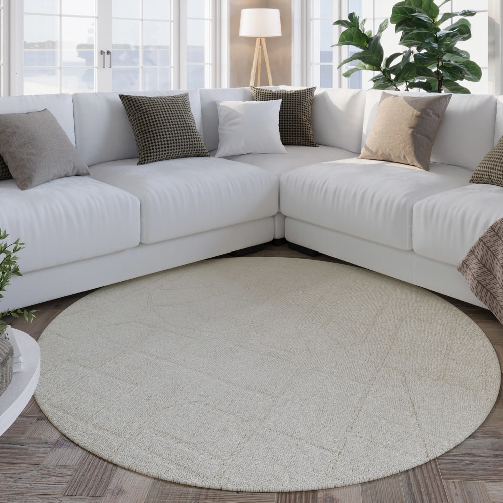 Tapis rond tufté main crème 200 cm - Maisons du Monde