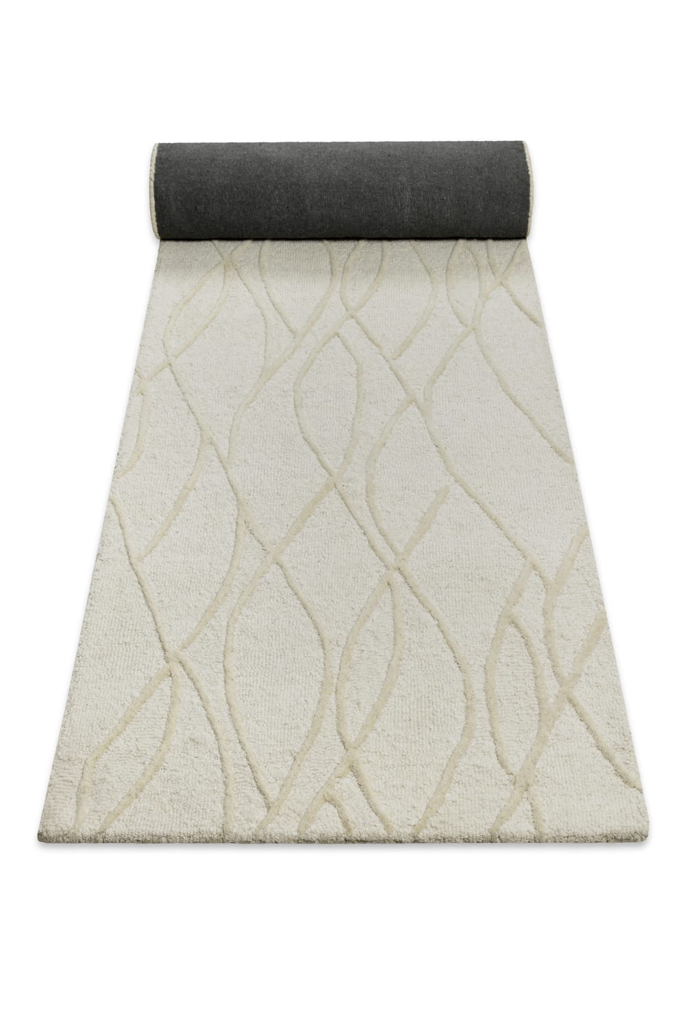 Teppich aus reiner Wolle handgetuftet 80x230 cremefarben -