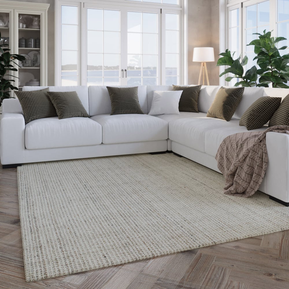 Tapis pure laine tufté main gris clair 70x140 — vue 3