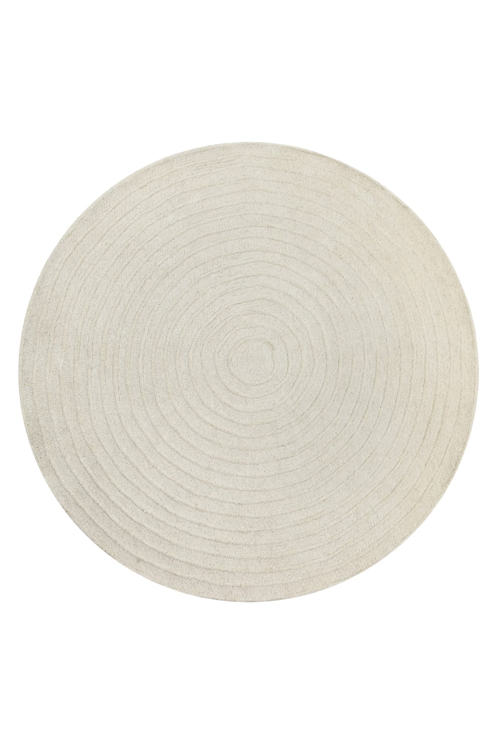 Tapis rond pure laine tufté main crème 180 cm