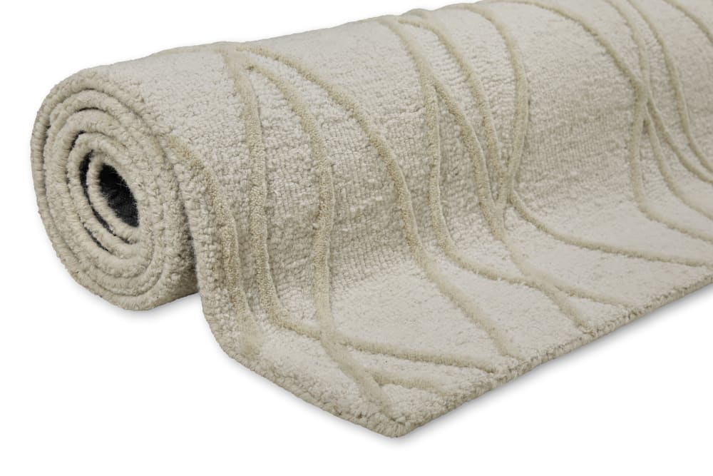 Teppich aus reiner Wolle handgetuftet 200x300 cremefarben -