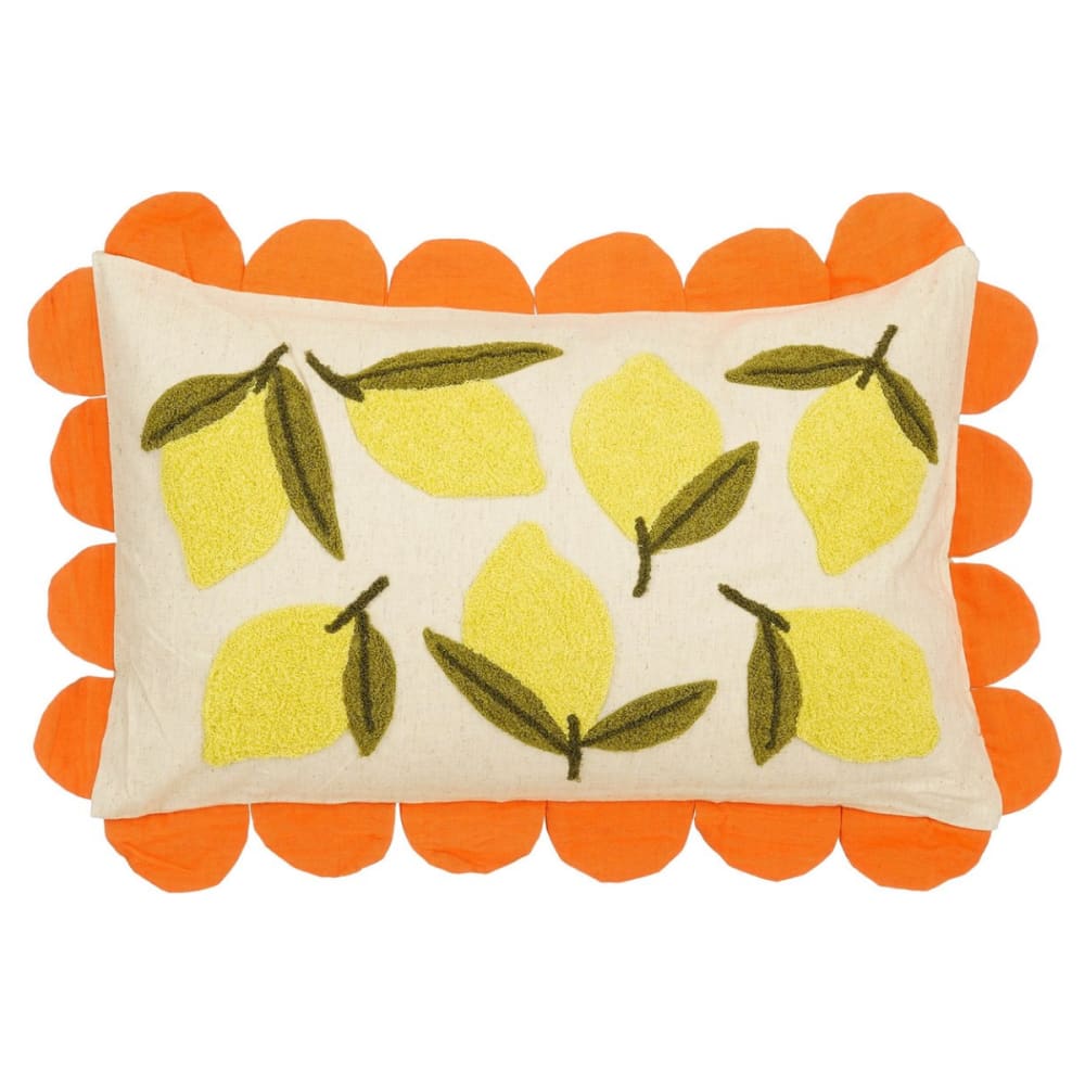 Coussin décoratif blanc cassé coton h10xl45xl65cm