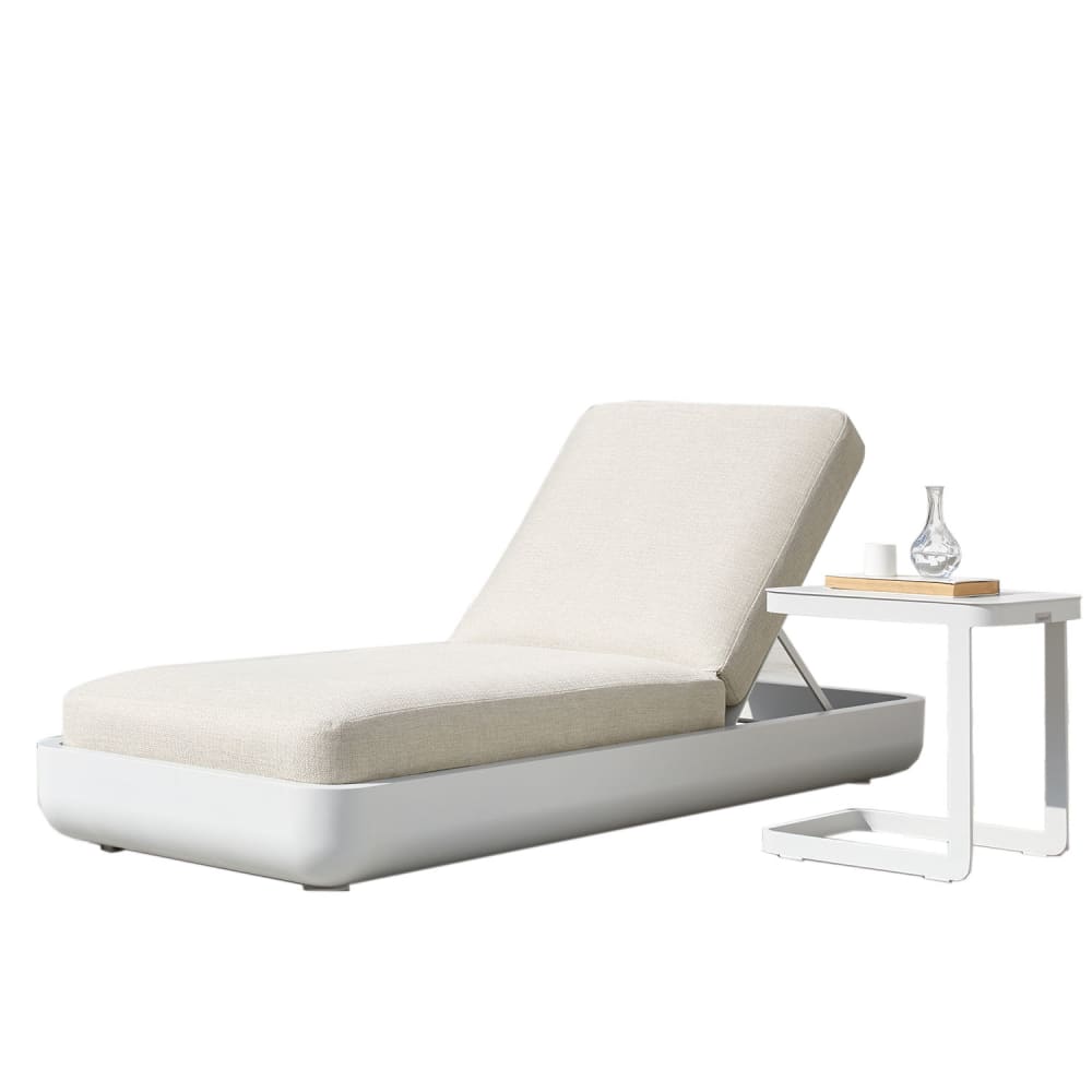 Bain de soleil haut de gamme en aluminium blanc L214.5 x P79 x H18cm