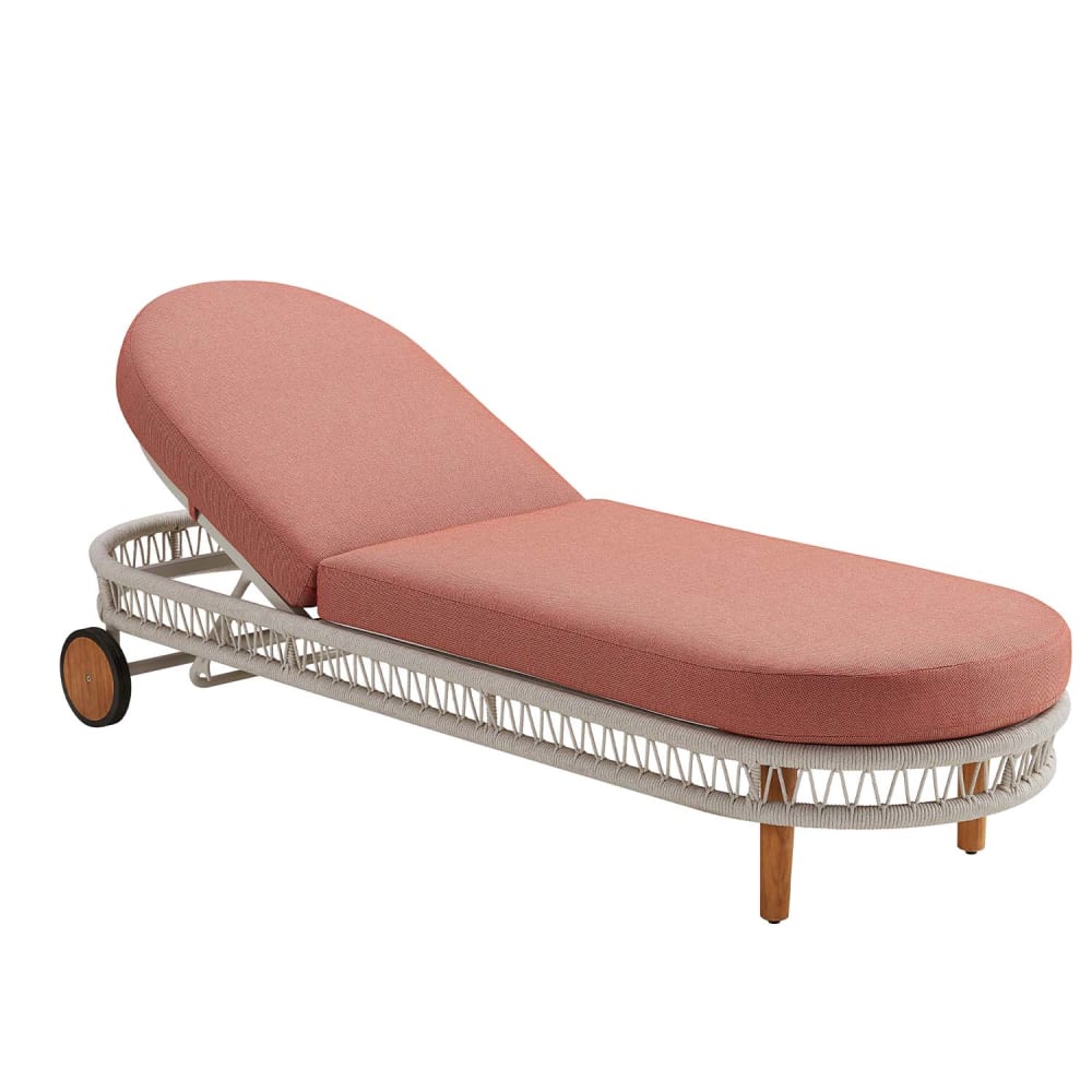 Au jardin de Chloé Bain de soleil design en corde coussin rose L203 x P70 x 30(94) cm