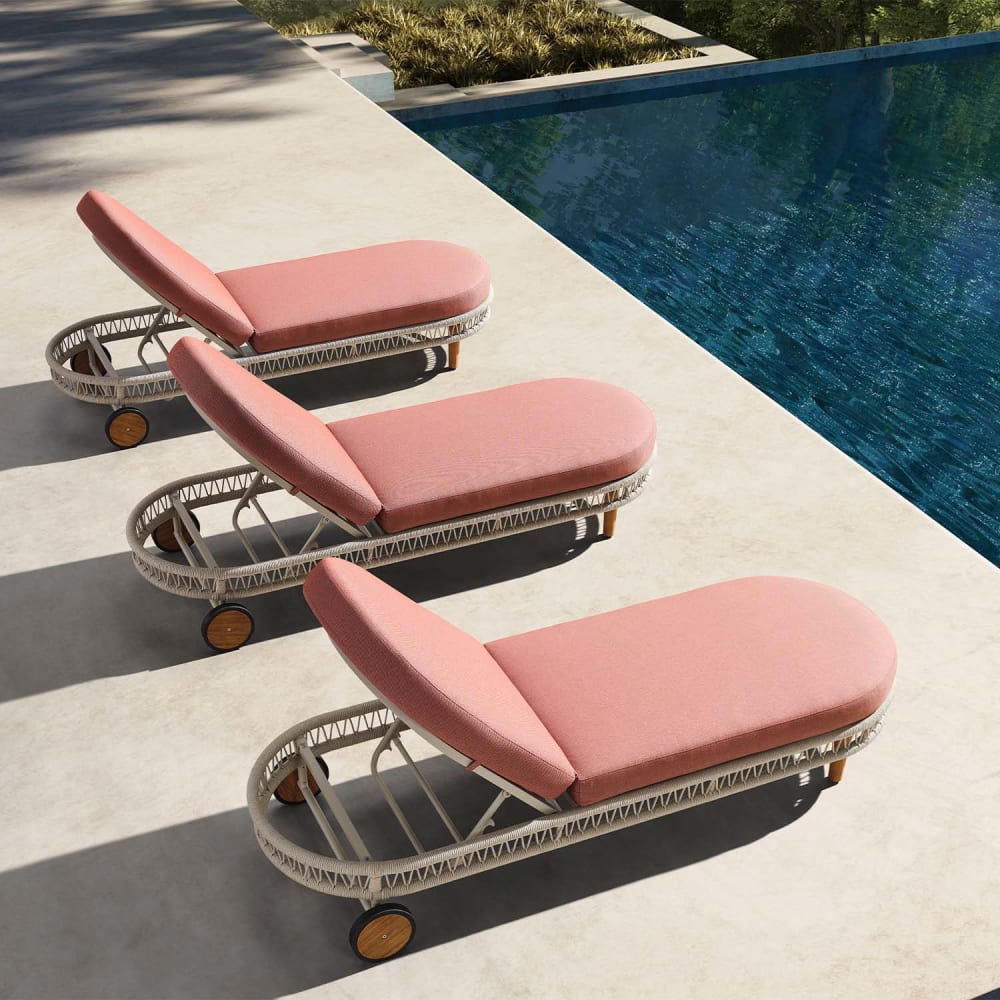 Bain de soleil design en corde coussin rose L203 x P70 x 30(94) cm - Maisons du Monde