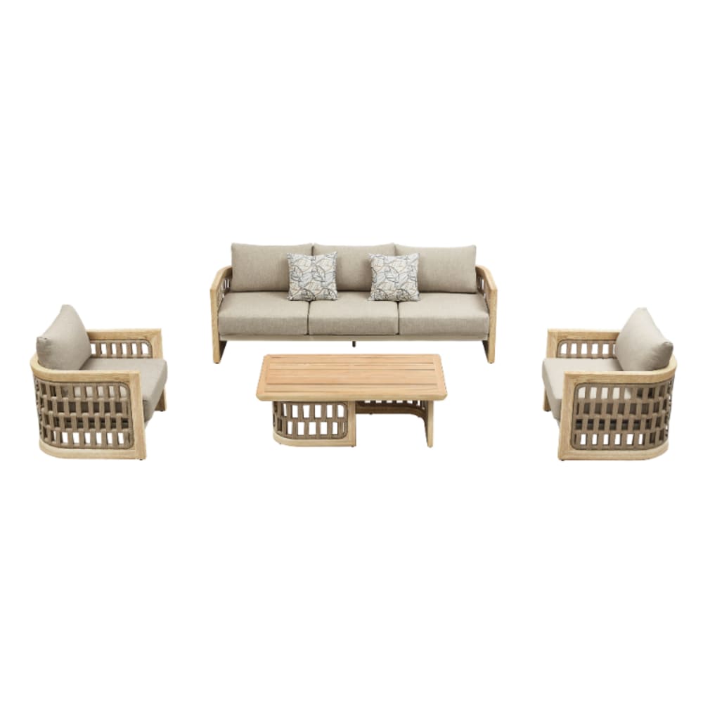 Au jardin de Chloé Mobilier de jardin en teck massif et corde tressée style inspirations d'ailleurs Beige Bois Recyclé