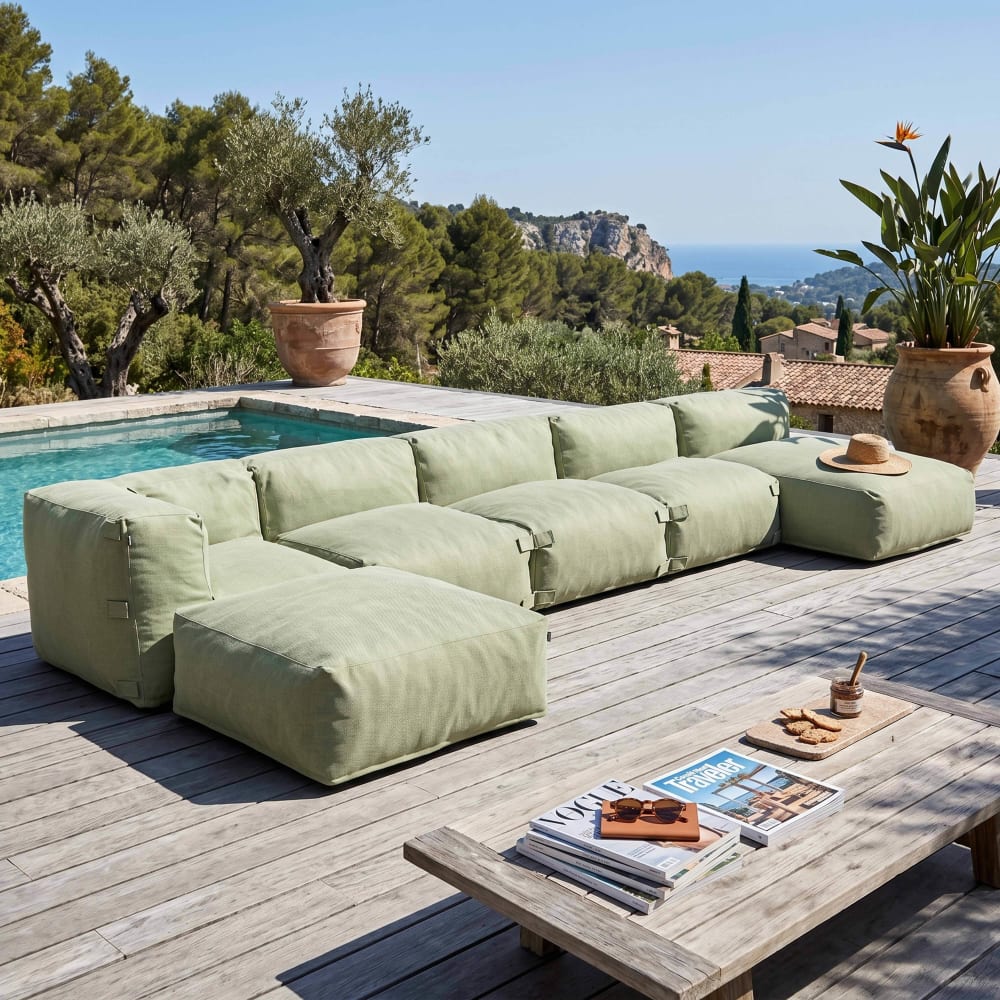 Salon de jardin modulable 6 places vert cactus