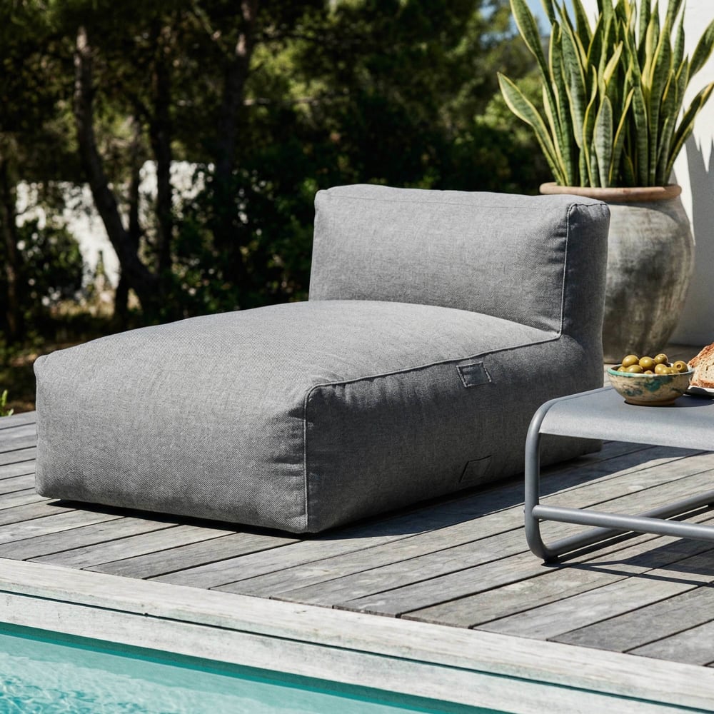 Méridienne pour salon de jardin modulable gris