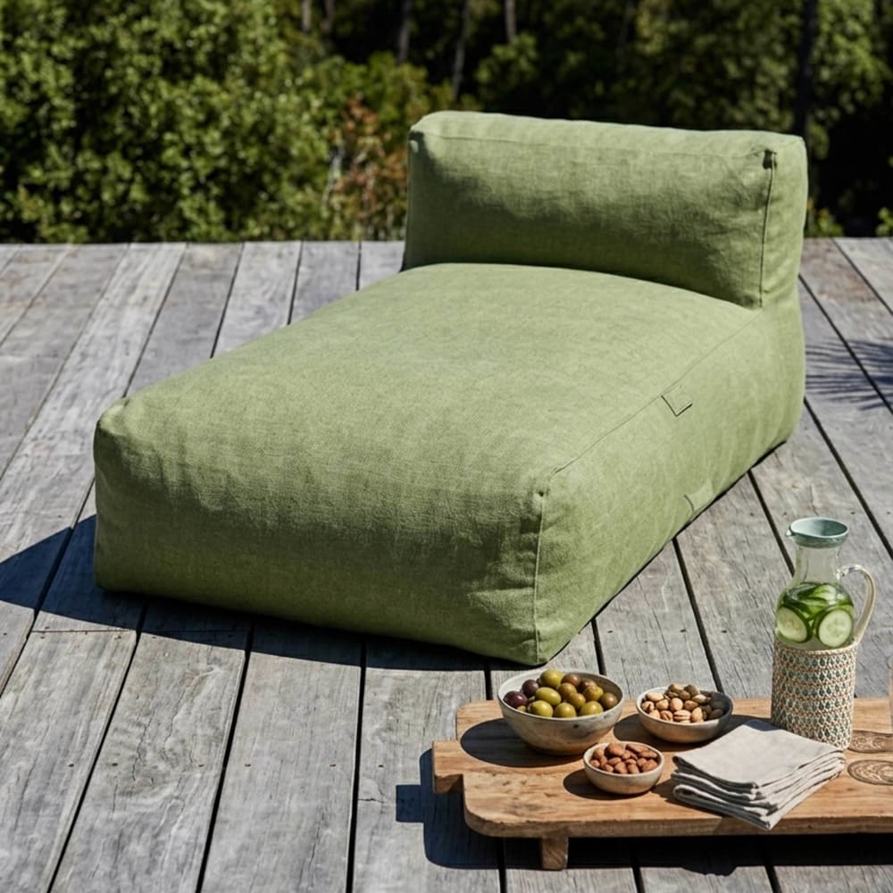 Méridienne pour salon de jardin modulable vert cactus