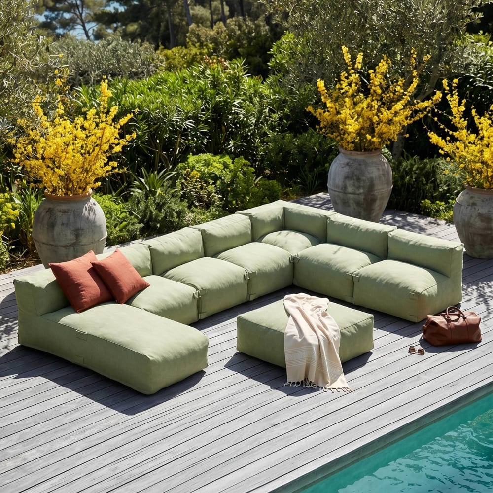 Salon de jardin modulable 8 places vert cactus