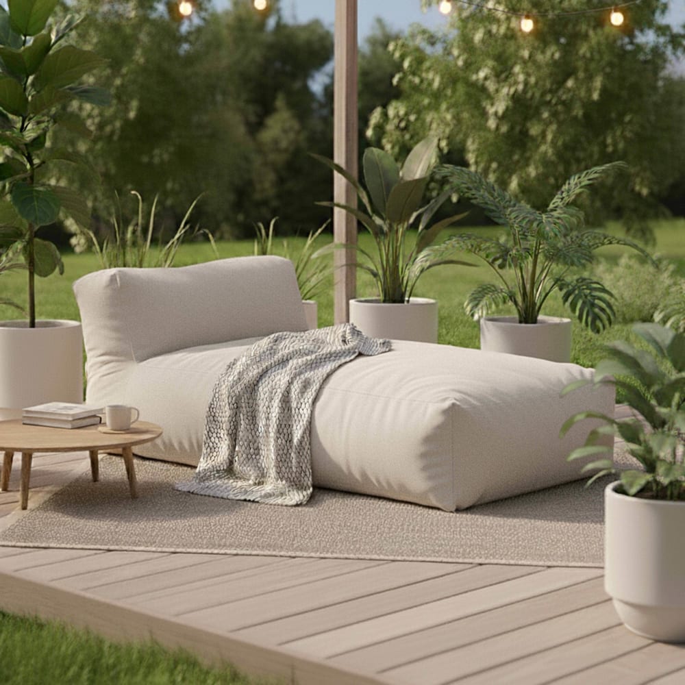 Méridienne pour salon de jardin modulable beige