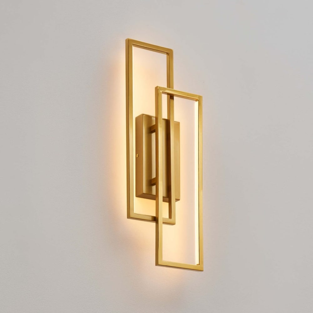 Kosilum Doppelte rechteckige messingfarbene Wandleuchte 50 cm - Torello Gold Metall