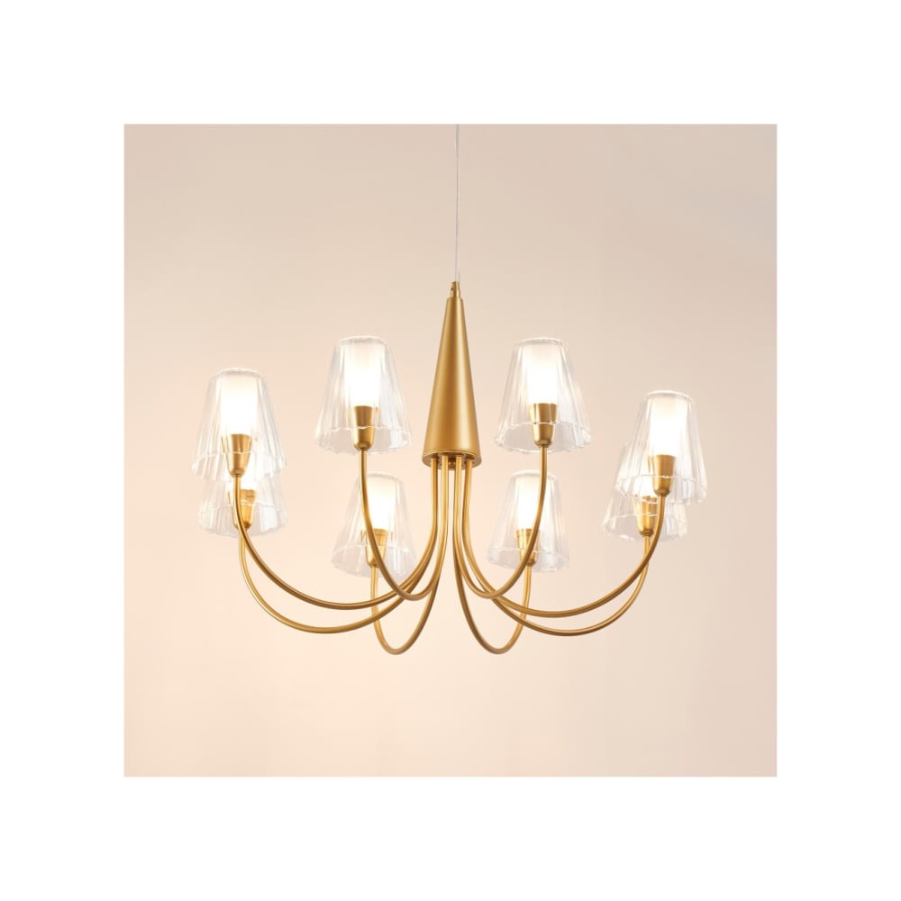 Suspension en verre transparent et doré 76 cm — vue 4