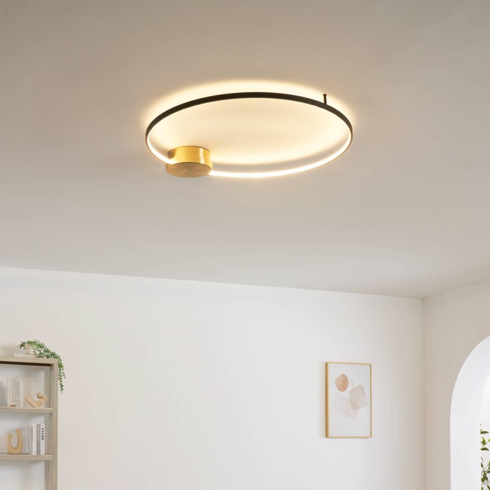 Plafonnier en aluminium et silicone laiton et noir 89.5 cm — vue 3
