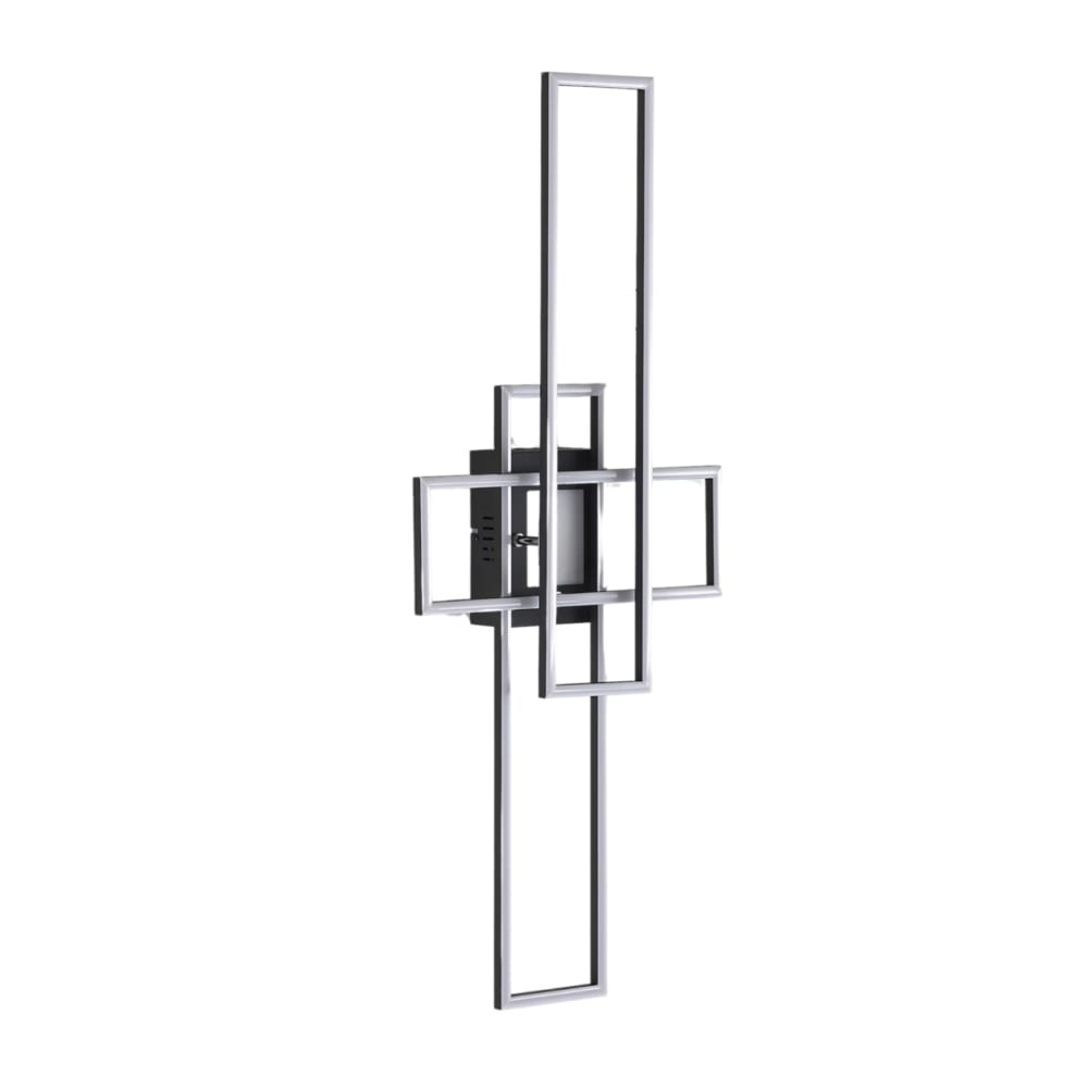Kosilum Deckenleuchte aus Aluminium, Eisen und PC 90 cm, Schwarz Schwarz Metall