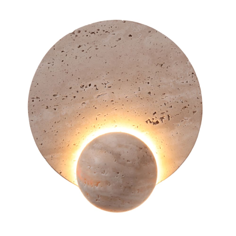 Kosilum Wandleuchte aus Metall und Stein 26 cm, Beige Beige Metall