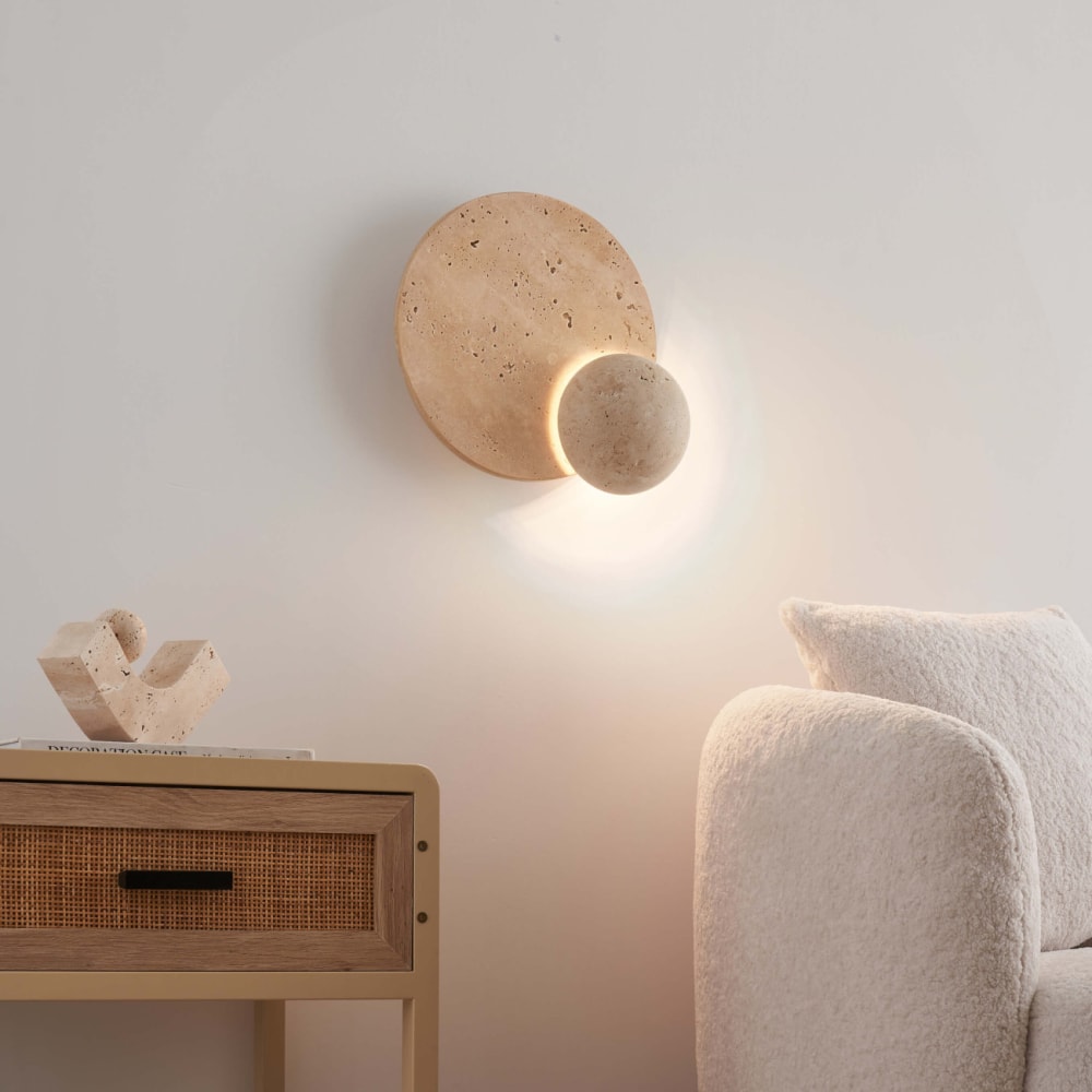 Applique en métal et pierre beige 26 cm - Maisons du Monde