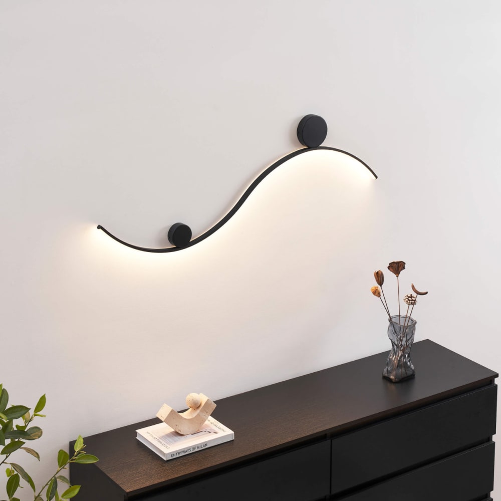 Applique en acier, aluminium et silicone noir 118 cm - Maisons du Monde