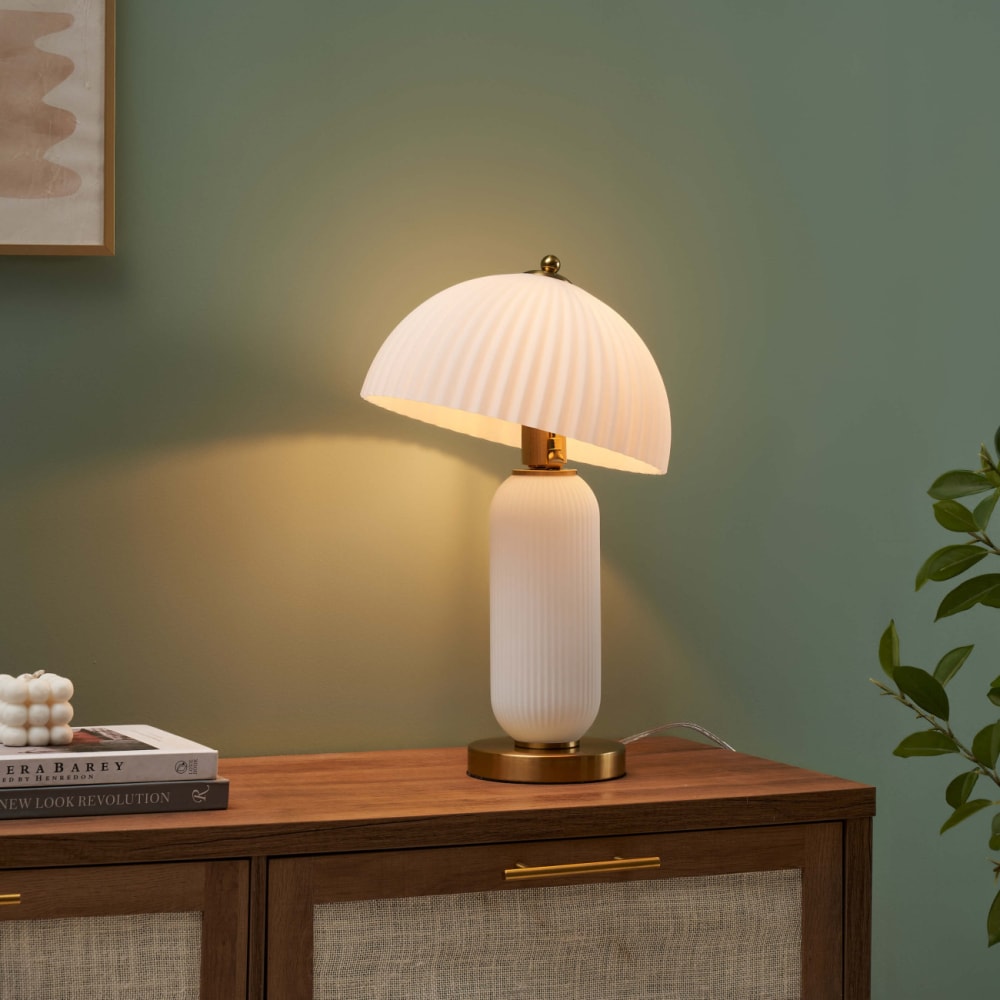 Luminaire en verre laiton et blanc 48 cm - Maisons du Monde