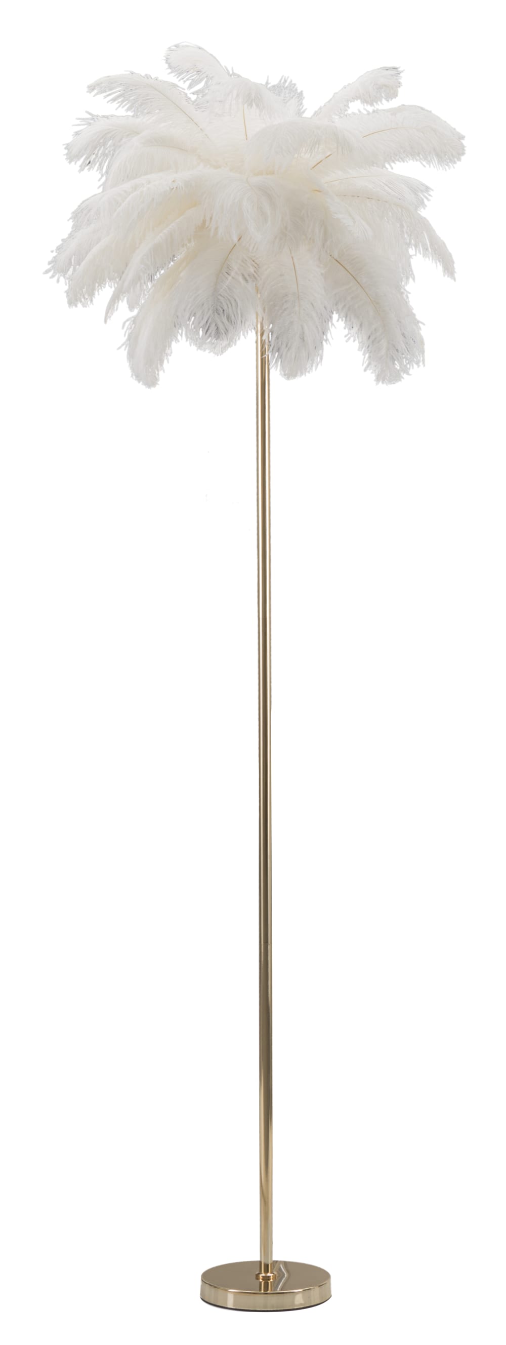 Lampadaire en plumes blanches, ø 55x160 cm