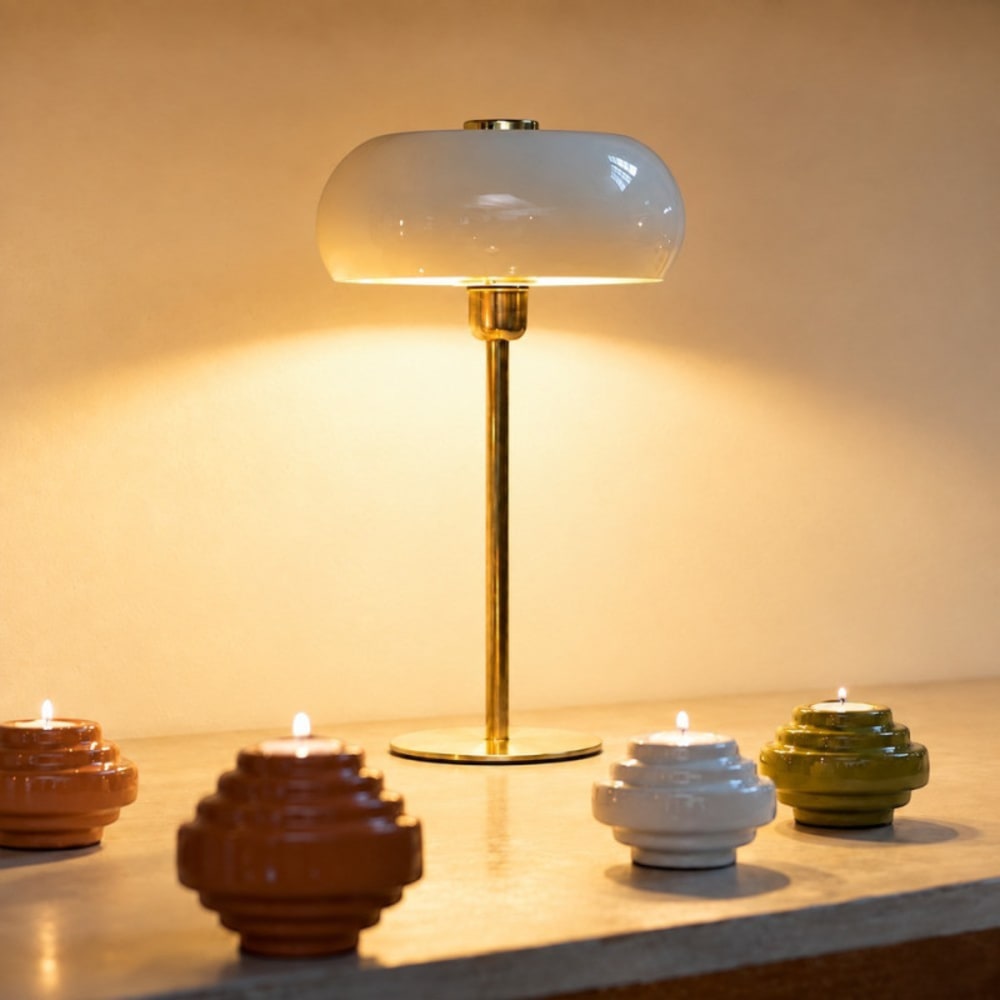 Grande lampe de table métal crème — vue 3