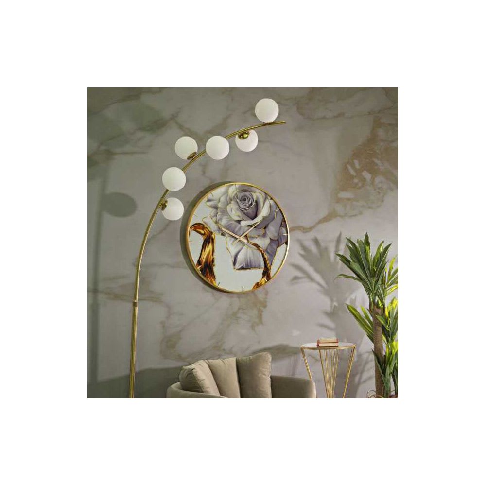 Lampadaire avec 6 sphères en verre blanc, 130x45x220-246 cm — vue 3